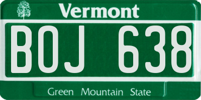 VT license plate BOJ638