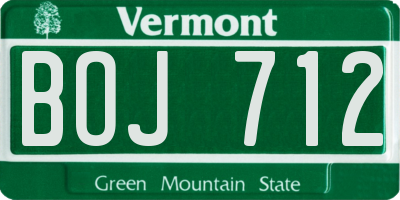 VT license plate BOJ712