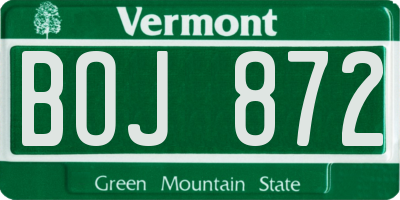 VT license plate BOJ872