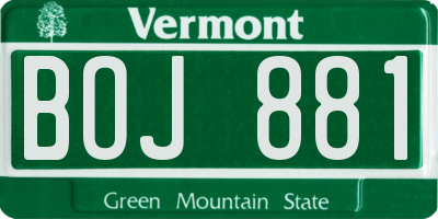 VT license plate BOJ881