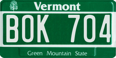 VT license plate BOK704