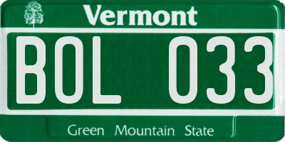 VT license plate BOL033