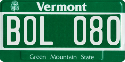 VT license plate BOL080