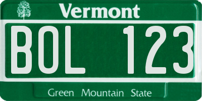 VT license plate BOL123