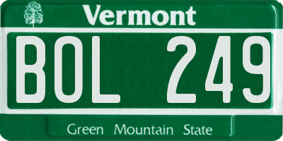 VT license plate BOL249