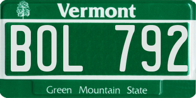 VT license plate BOL792