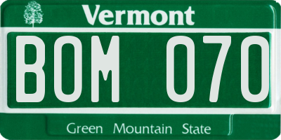 VT license plate BOM070