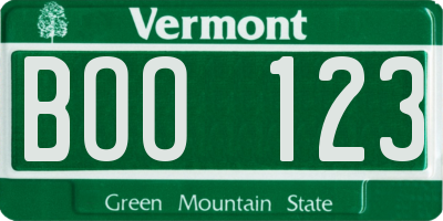 VT license plate BOO123