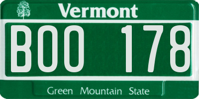 VT license plate BOO178