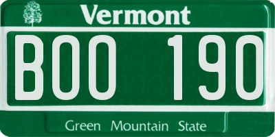 VT license plate BOO190