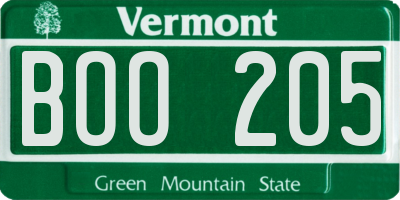 VT license plate BOO205