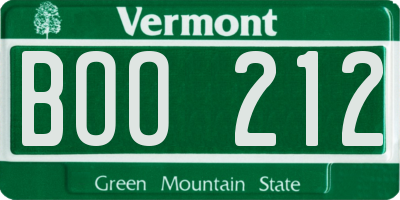 VT license plate BOO212
