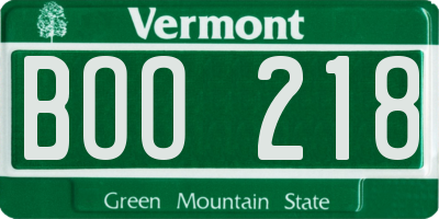 VT license plate BOO218