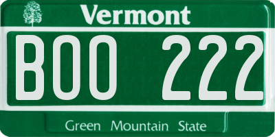 VT license plate BOO222