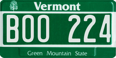 VT license plate BOO224