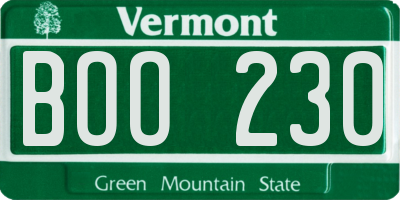 VT license plate BOO230