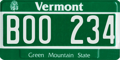 VT license plate BOO234