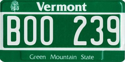 VT license plate BOO239
