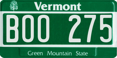 VT license plate BOO275