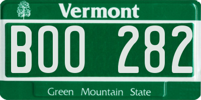 VT license plate BOO282