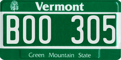 VT license plate BOO305