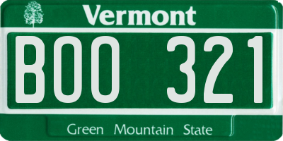 VT license plate BOO321