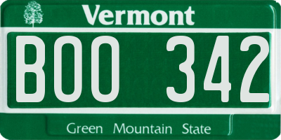VT license plate BOO342