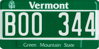 VT license plate BOO344