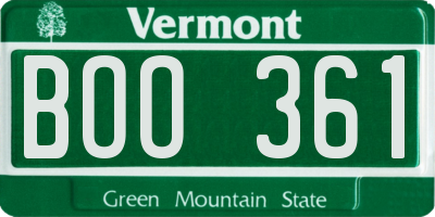 VT license plate BOO361