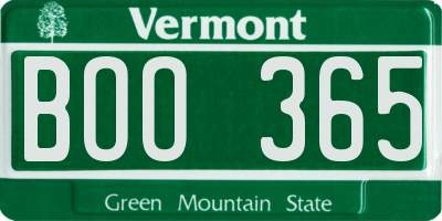 VT license plate BOO365