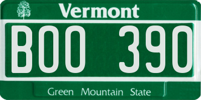 VT license plate BOO390