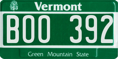 VT license plate BOO392