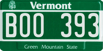 VT license plate BOO393