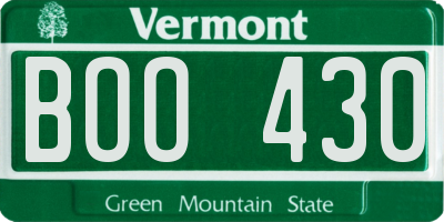 VT license plate BOO430
