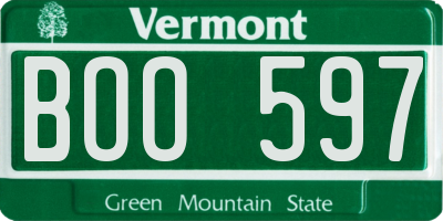 VT license plate BOO597