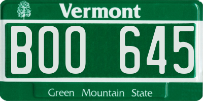 VT license plate BOO645