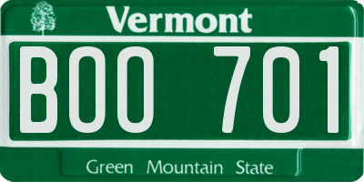 VT license plate BOO701