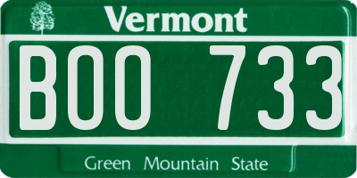 VT license plate BOO733