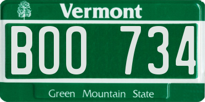 VT license plate BOO734