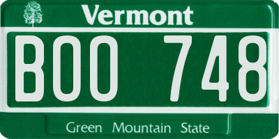 VT license plate BOO748