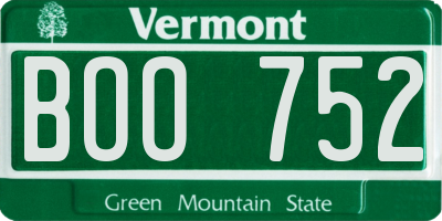 VT license plate BOO752