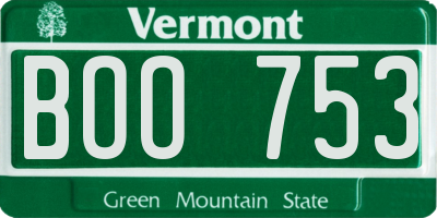 VT license plate BOO753