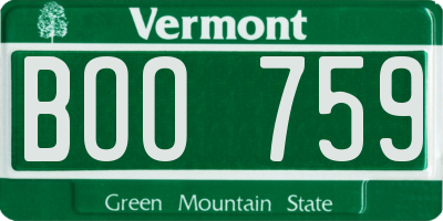 VT license plate BOO759
