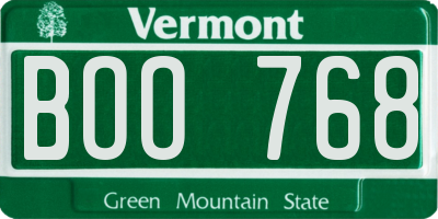 VT license plate BOO768