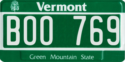 VT license plate BOO769
