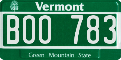 VT license plate BOO783