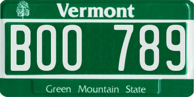 VT license plate BOO789