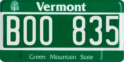 VT license plate BOO835