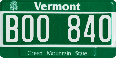 VT license plate BOO840