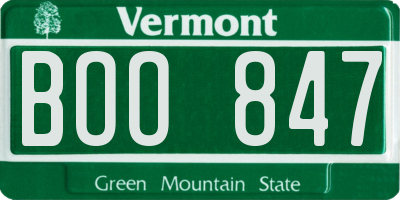 VT license plate BOO847